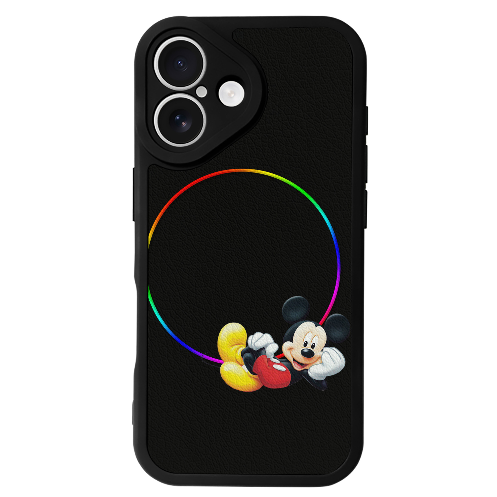 （画像用） ミッキーマウス Mickey Mouse 【iPhone 16シリーズ対応】シリコンスマホケース（レザー調） 材質：シリコン